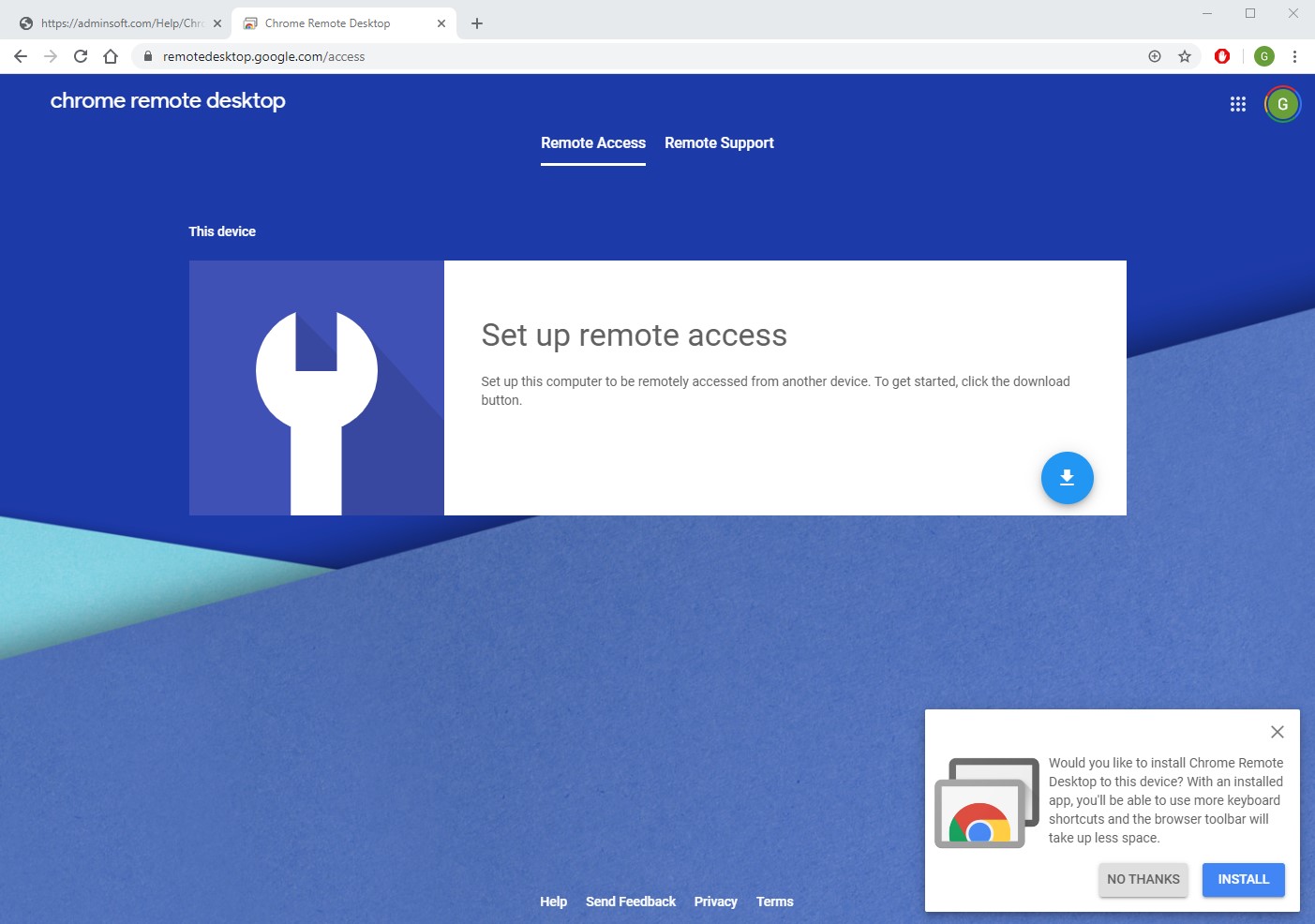 chrome remote desktop setup download